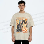 Unisex Yayoi Kusama Cats With Dots Printed Washed Tee