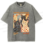 Unisex Yayoi Kusama Cats With Dots Printed Washed Tee