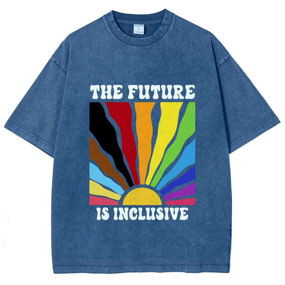 Unisex Pride Future Is Inclusive Printed Washed Tee