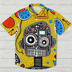 Abstract Robot Portrait With Crown Hawaiian Shirt