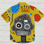 Abstract Robot Portrait With Crown Hawaiian Shirt