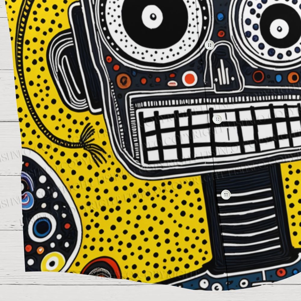 Abstract Robot Portrait With Crown Hawaiian Shirt