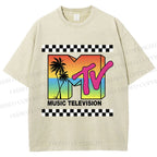 Unisex Mtv Sunset Printed Washed Tee