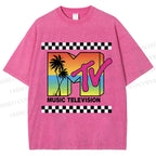 Unisex Mtv Sunset Printed Washed Tee