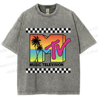 Unisex Mtv Sunset Printed Washed Tee