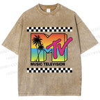 Unisex Mtv Sunset Printed Washed Tee