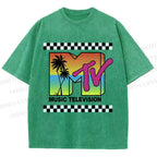 Unisex Mtv Sunset Printed Washed Tee