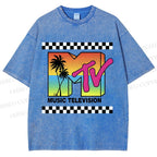 Unisex Mtv Sunset Printed Washed Tee