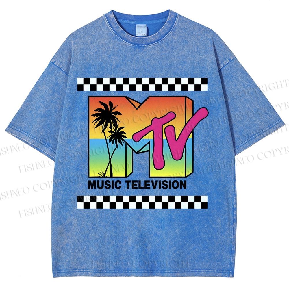 Unisex Mtv Sunset Printed Washed Tee