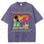 Unisex Mtv Sunset Printed Washed Tee