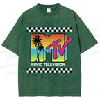 Unisex Mtv Sunset Printed Washed Tee