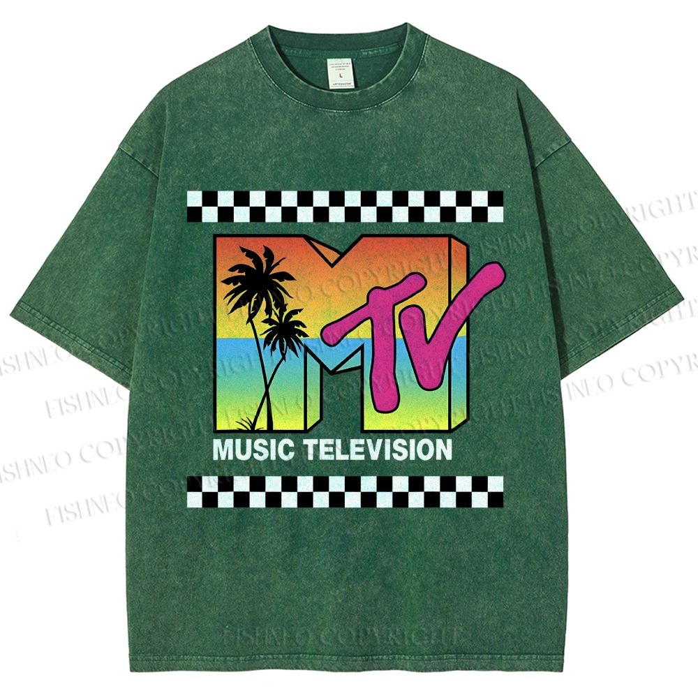 Unisex Mtv Sunset Printed Washed Tee