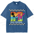 Unisex Mtv Sunset Printed Washed Tee