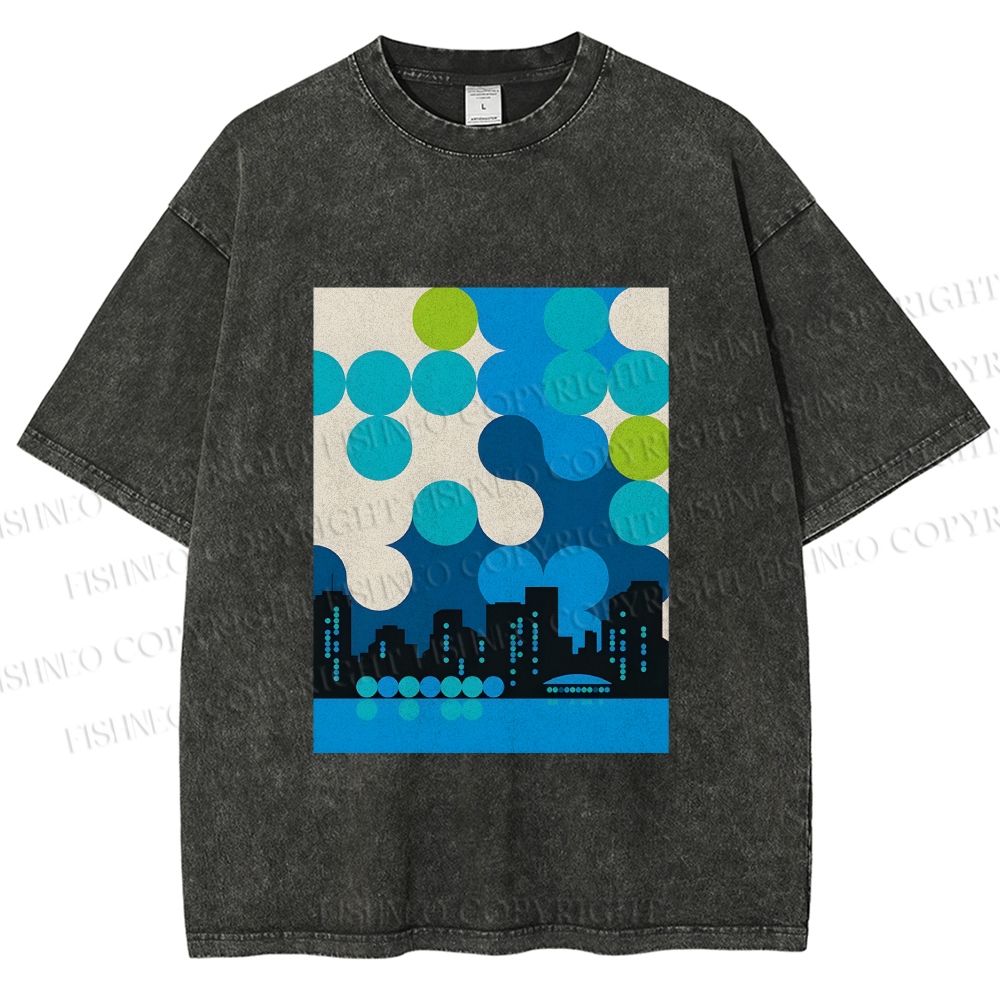 Unisex Bauhaus City Printed Washed Tee