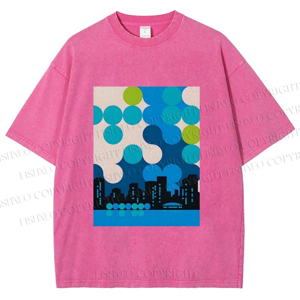 Unisex Bauhaus City Printed Washed Tee