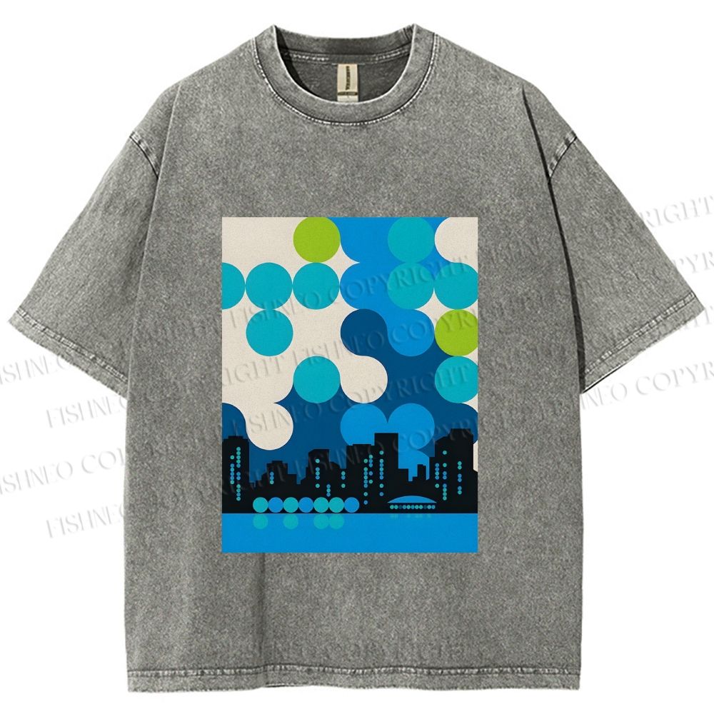 Unisex Bauhaus City Printed Washed Tee