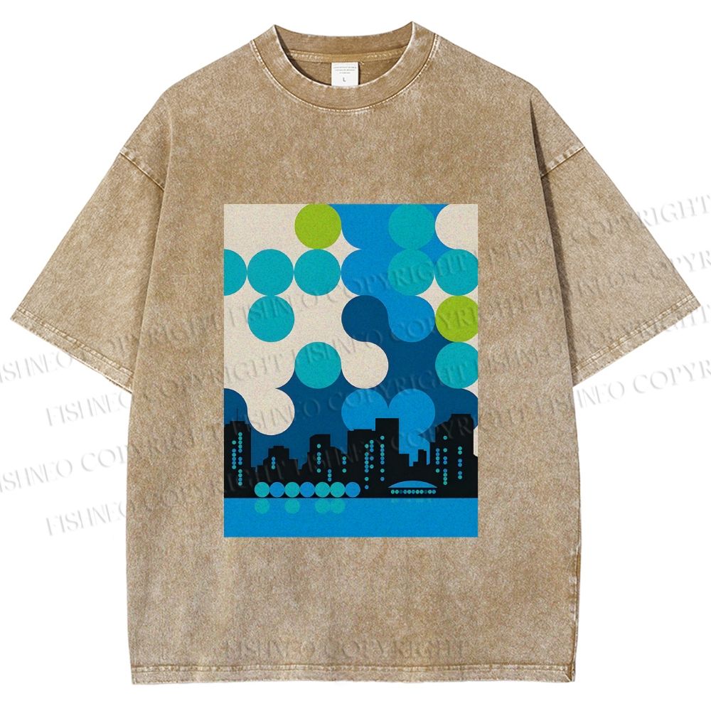 Unisex Bauhaus City Printed Washed Tee