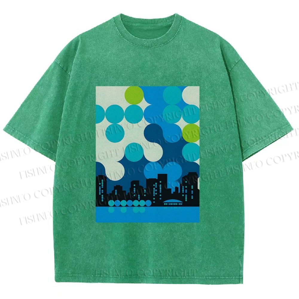 Unisex Bauhaus City Printed Washed Tee