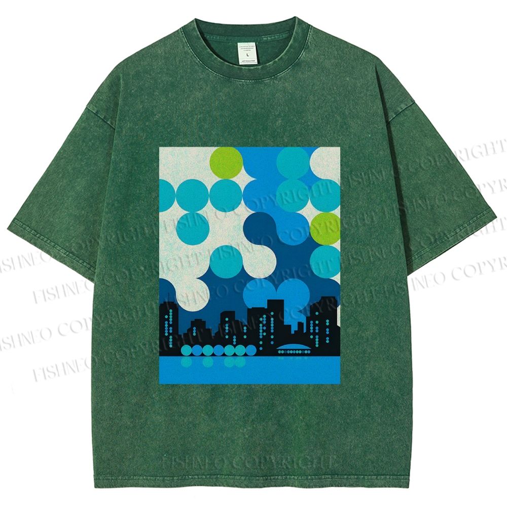Unisex Bauhaus City Printed Washed Tee