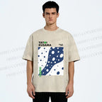 Unisex Yayoi Kusama Japanese Wave Dots Printed Washed Tee