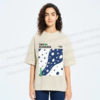 Unisex Yayoi Kusama Japanese Wave Dots Printed Washed Tee