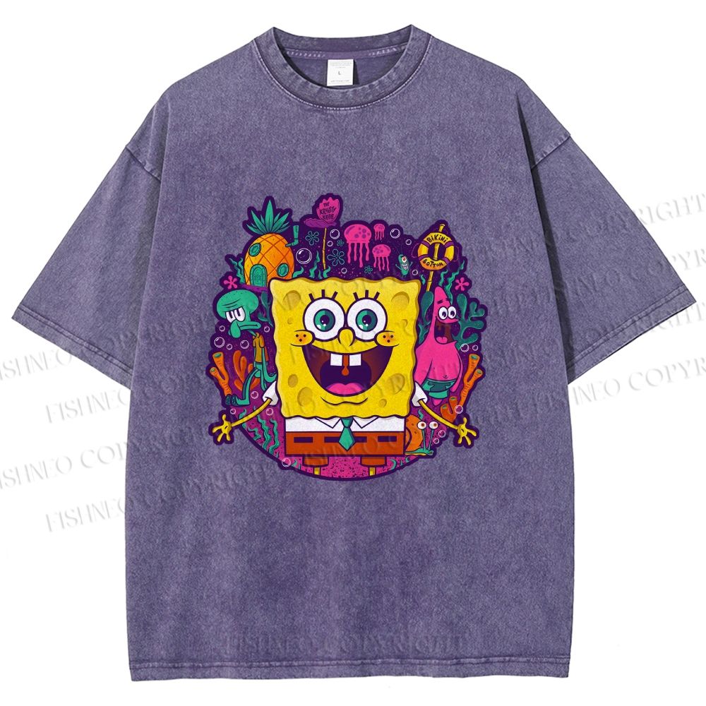 Unisex Sponge Bob Printed Washed Tee