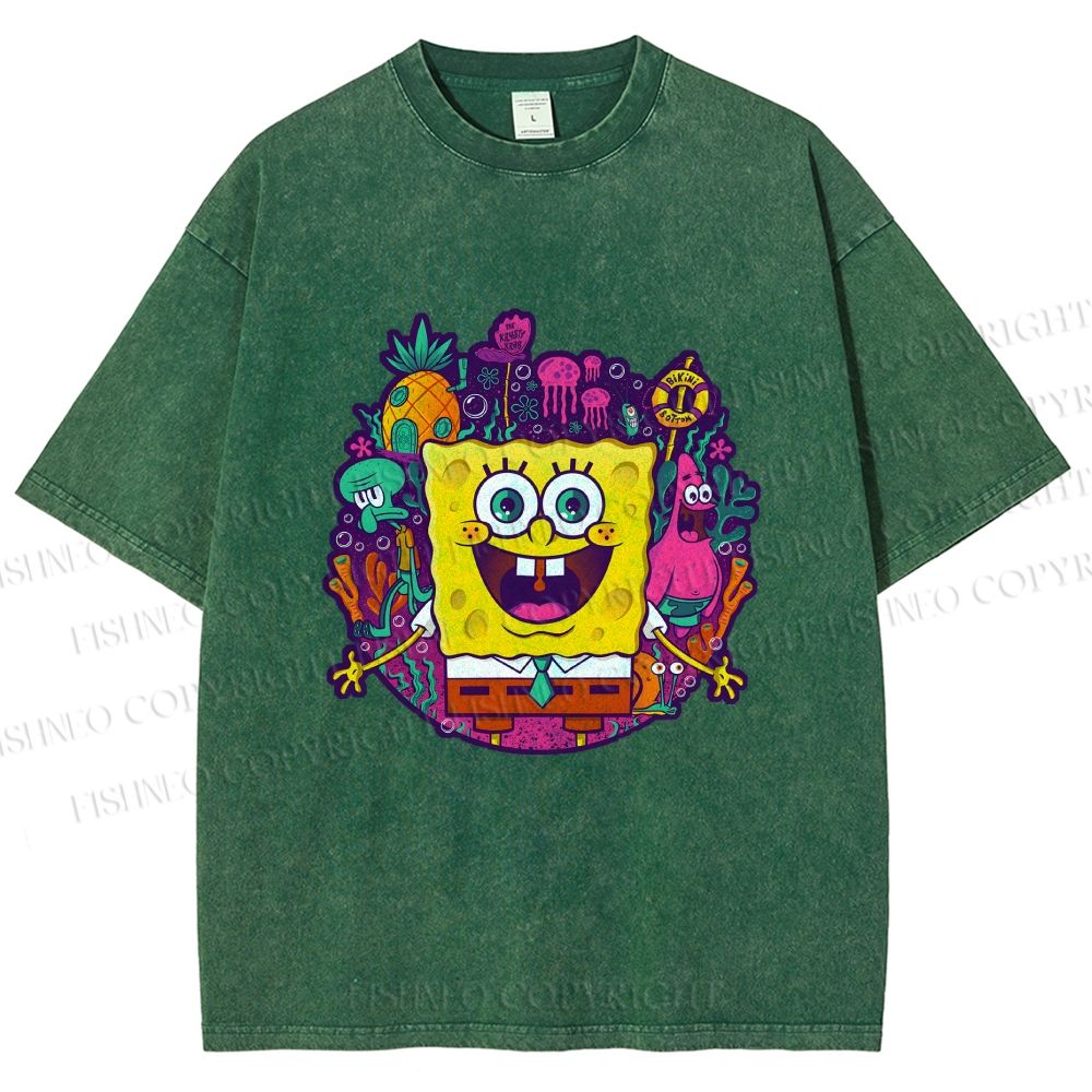 Unisex Sponge Bob Printed Washed Tee