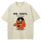 Unisex Vintage Funny Mr.Vinyl Printed Washed Tee