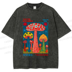 Unisex Yayoi Kusama Mushroom Printed Washed Tee