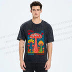 Unisex Yayoi Kusama Mushroom Printed Washed Tee