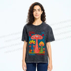Unisex Yayoi Kusama Mushroom Printed Washed Tee