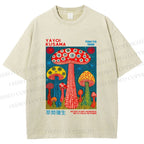 Unisex Yayoi Kusama Mushroom Printed Washed Tee