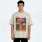 Unisex Yayoi Kusama Mushroom Printed Washed Tee