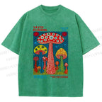 Unisex Yayoi Kusama Mushroom Printed Washed Tee