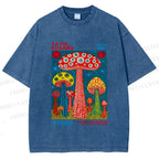 Unisex Yayoi Kusama Mushroom Printed Washed Tee