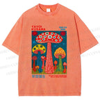 Unisex Yayoi Kusama Mushroom Printed Washed Tee