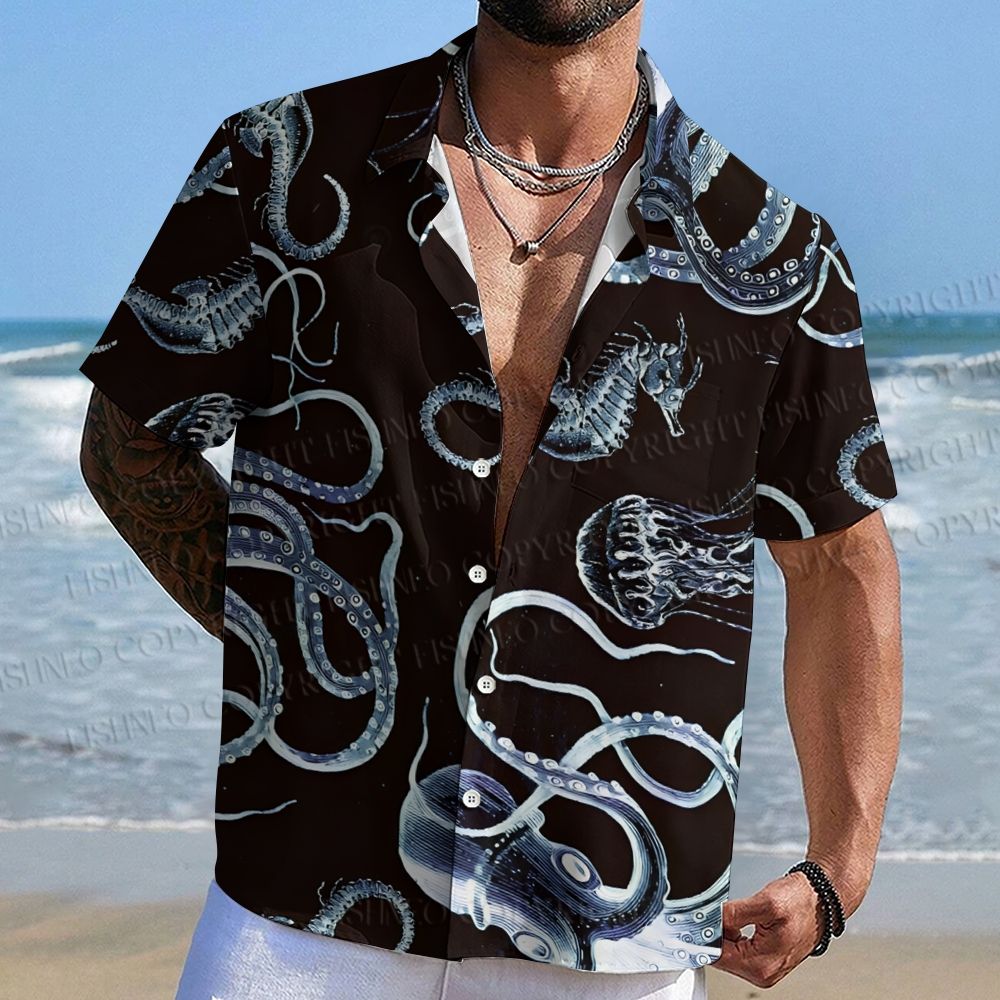Octopus Printed Hawaiian Shirt