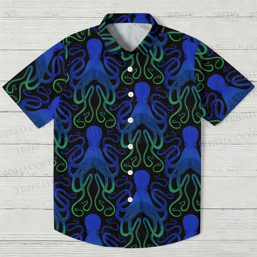Octopus Printed  Hawaiian Shirt