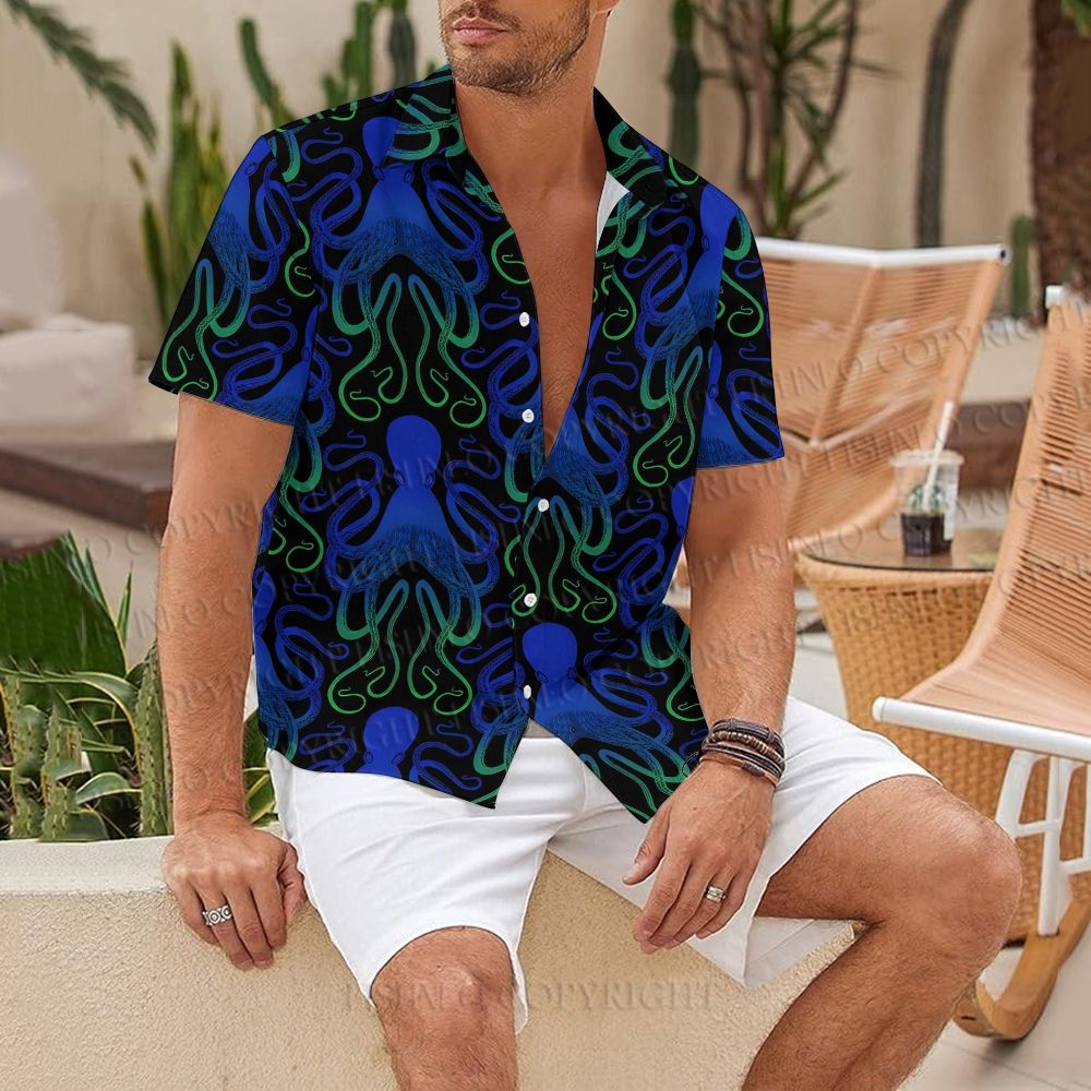 Octopus Printed  Hawaiian Shirt