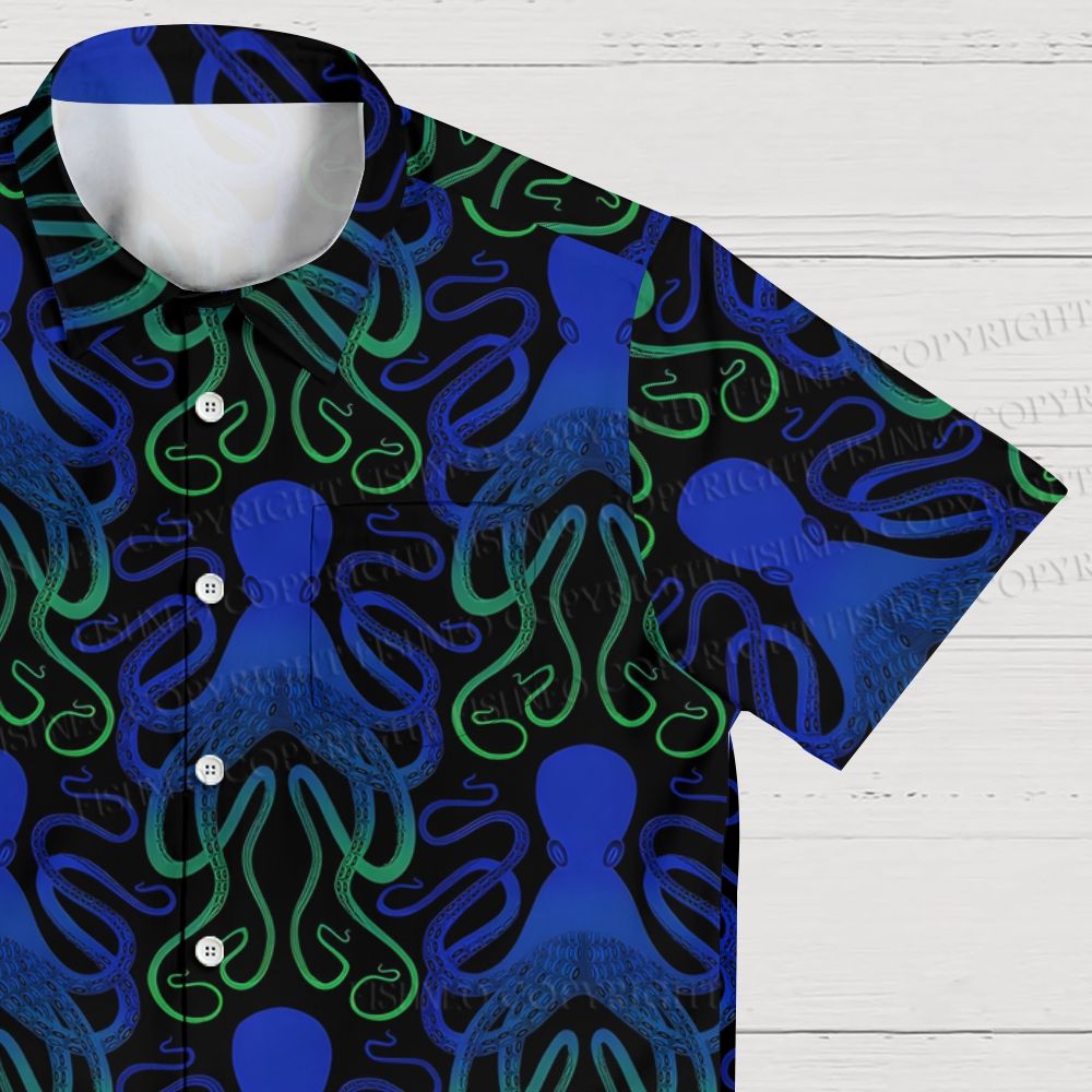 Octopus Printed  Hawaiian Shirt