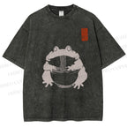Unisex Ramen Frog Printed Washed Tee