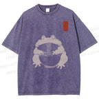 Unisex Ramen Frog Printed Washed Tee
