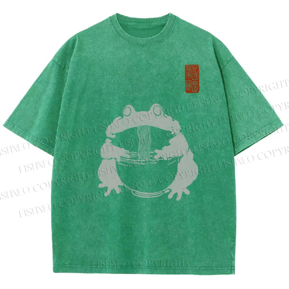 Unisex Ramen Frog Printed Washed Tee