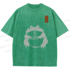 Unisex Ramen Frog Printed Washed Tee