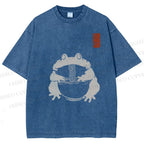 Unisex Ramen Frog Printed Washed Tee
