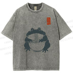 Unisex Ramen Frog Printed Washed Tee