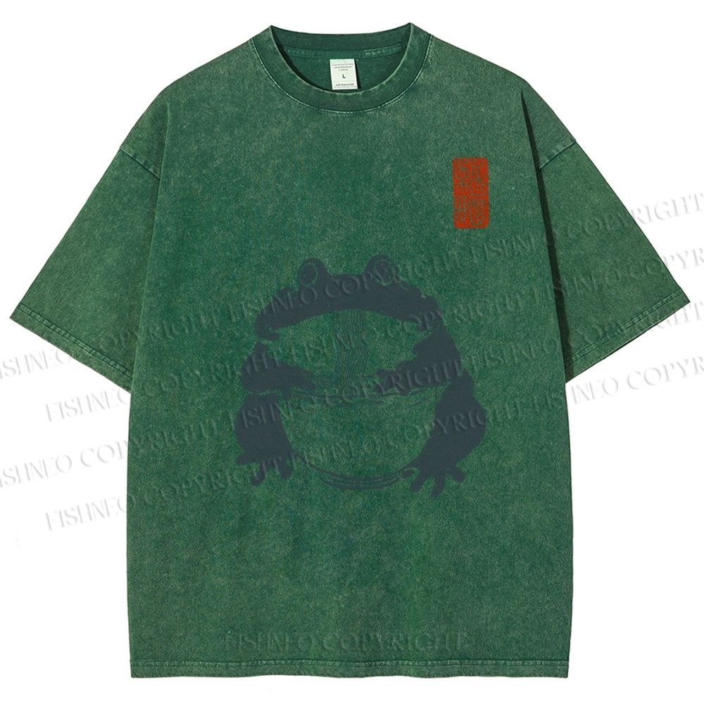 Unisex Ramen Frog Printed Washed Tee