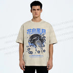 Unisex Flowers And Birds Printed Washed Tee