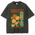 Unisex Osaka Fruit Market Printed Washed Tee