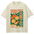 Unisex Osaka Fruit Market Printed Washed Tee